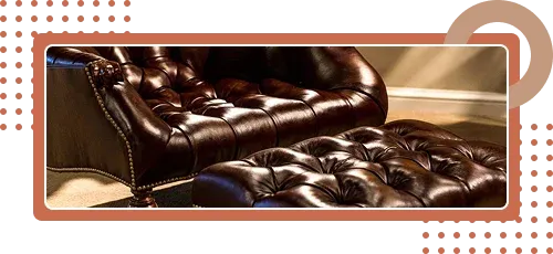 Rich brown leather tufted sofa