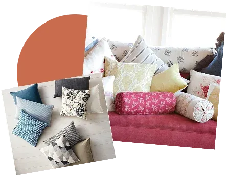 A colorful assortment of decorative pillows