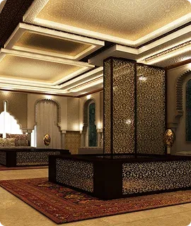 Elegant interior with ornate design and soft lighting