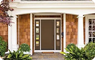 Modern front door with glass panels