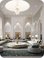 Spacious modern living room with elegant arches